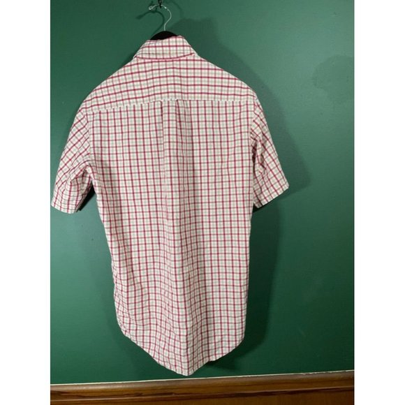 T. Harris London - Men's Red/Beige/White Plaid Short Sleeve Button Down - Size M - Picture 6 of 6